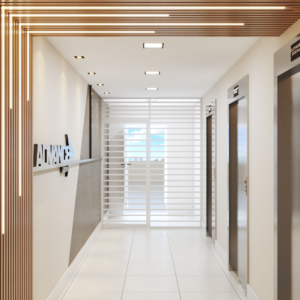 Hall elevadores - Projeto corporativo - Arquiteto Fortaleza